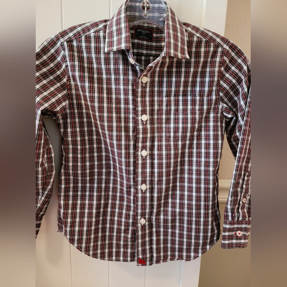 Untuckit 6-7 boys christmas tartan plaid shirt
